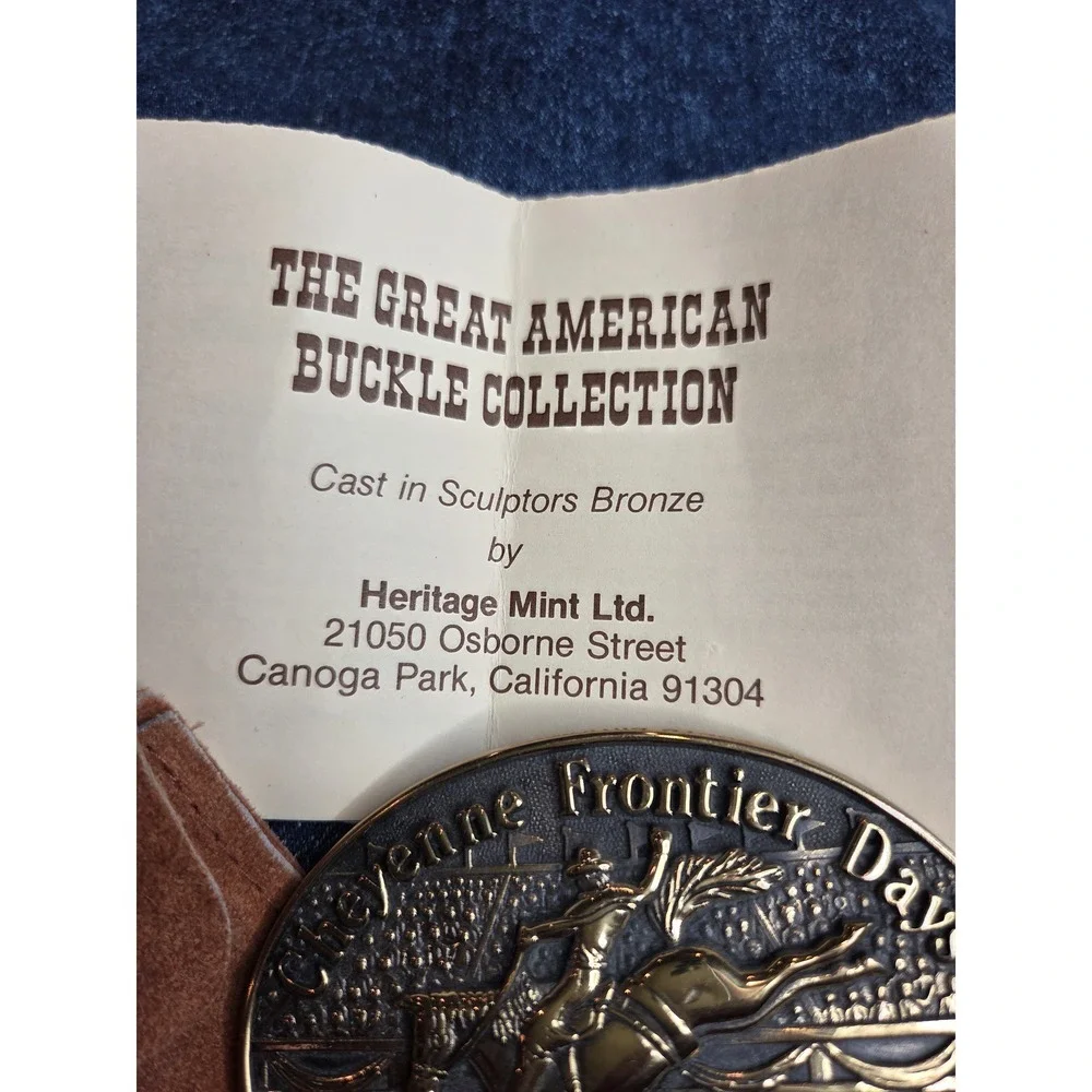 1986 Cheyenne Frontier Days Solid Brass Belt Buckle Heritage Mint w/Case